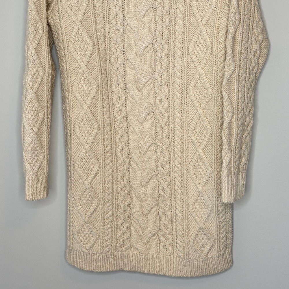Ralph Lauren Double RL Cable Knit Wool Silk Sweater Dress Cream Mock Neck Medium - Picture 7 of 16